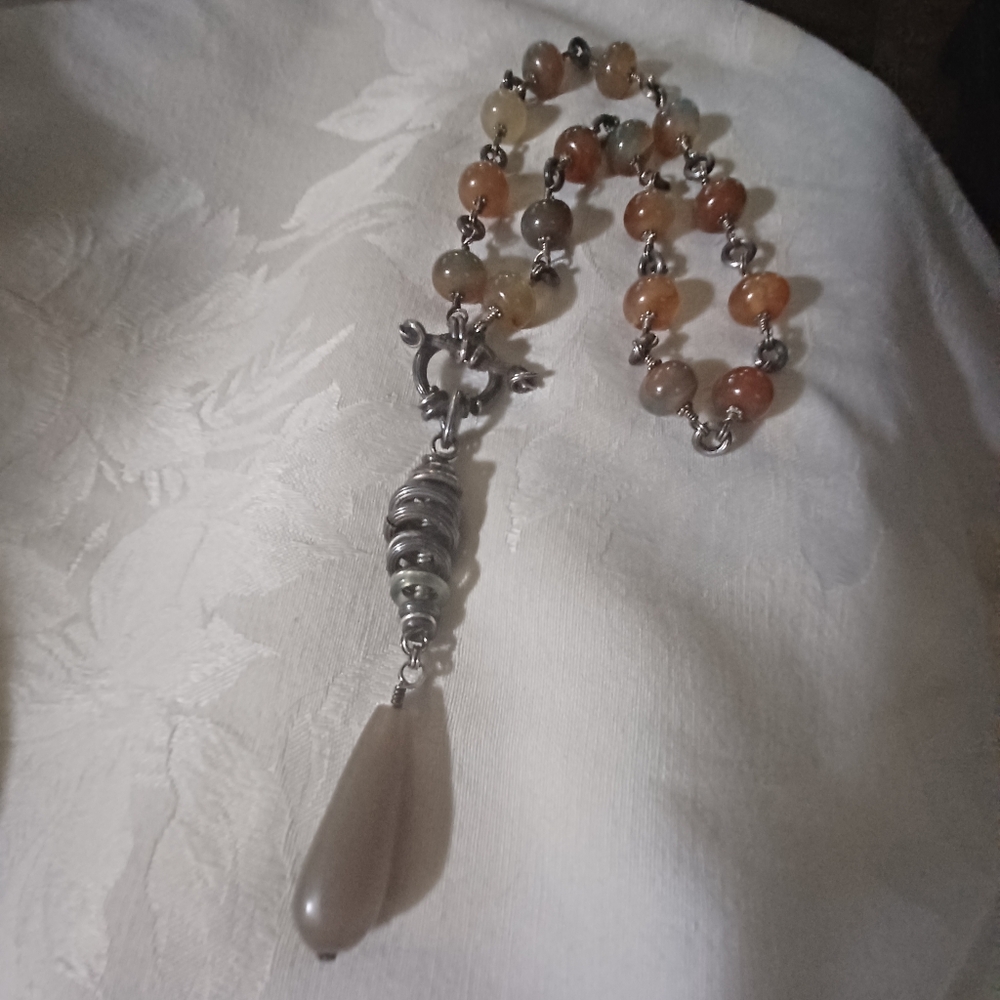 Stephen Dweck Beaded Y Drop Toggle Necklace, SS